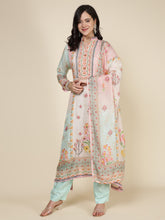 Printed Muslin Blend Kurta With Pants & Dupatta